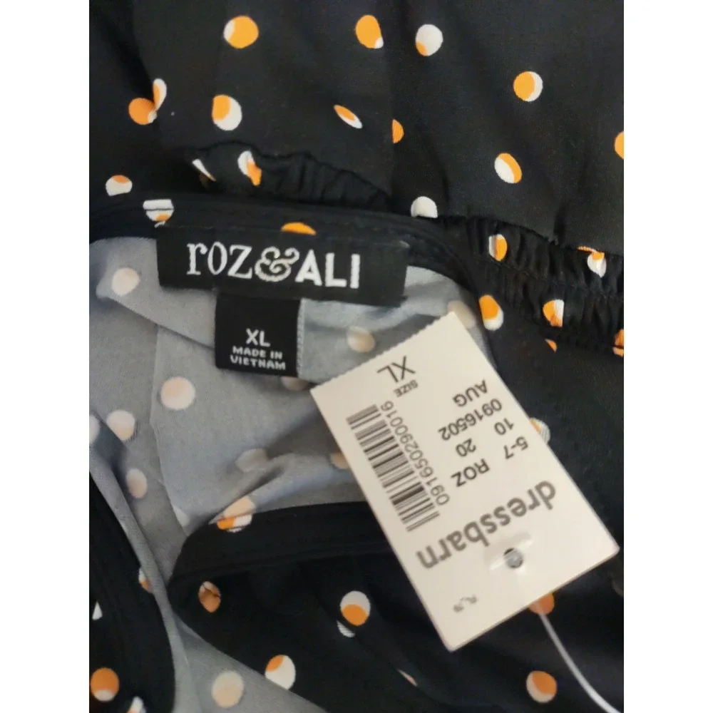 Roz & Ali‎ Black Orange White Polka Dot Sleeveless Ankle Jumpsuit Romper Size Xl